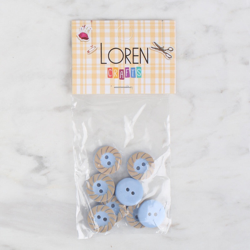 Loren Crafts 8 Pack Round Button, Light Blue – 350