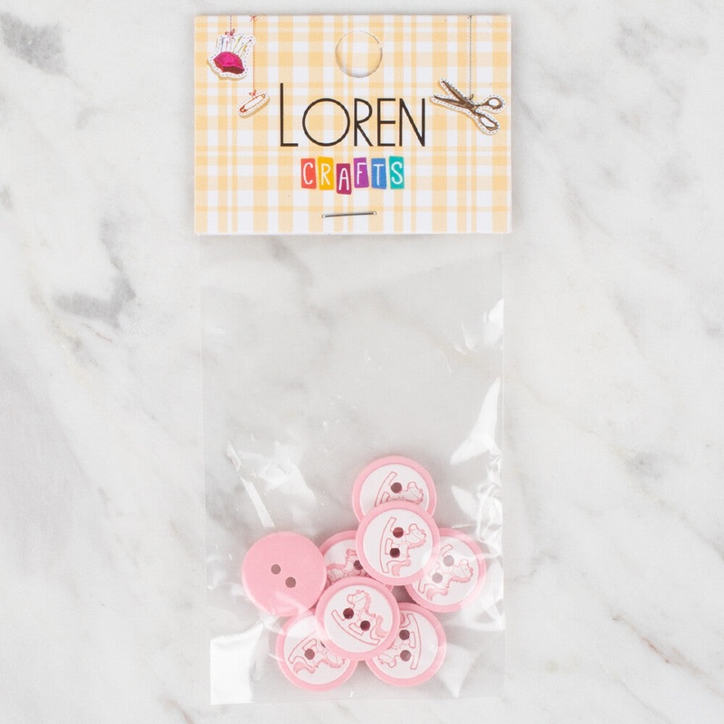 Loren Crafts 8 Pack Round Button, Pink – 496