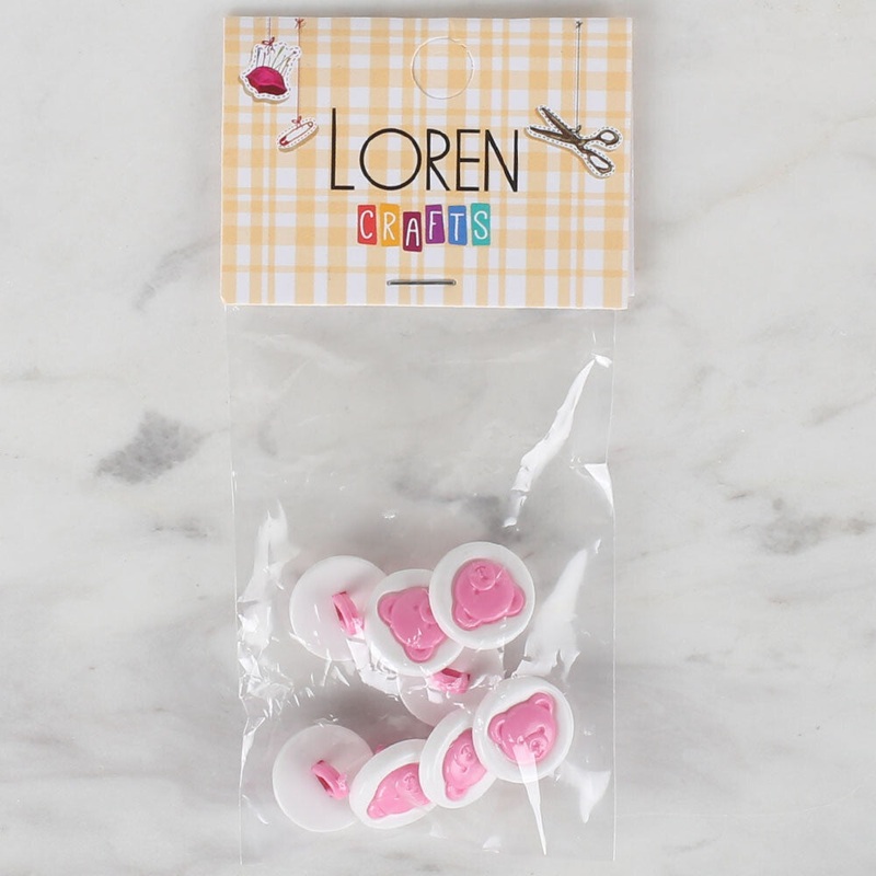 Loren Crafts 8 Pack Round  Button, Pink – 625