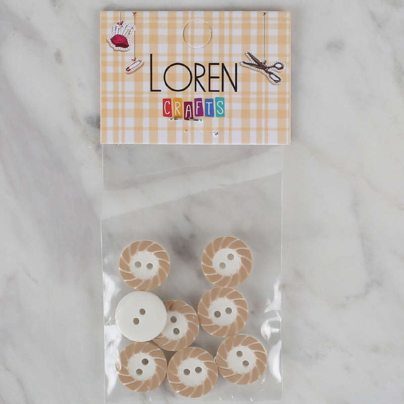 Loren Crafts 8 Pack Round Button, White – 345