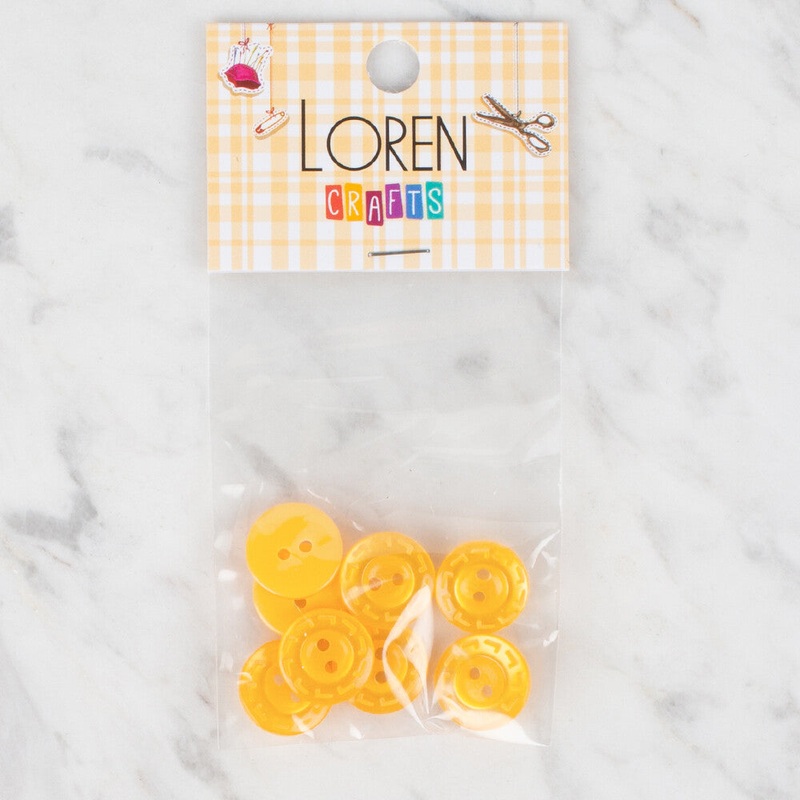 Loren Crafts 8 Pack Round Button, Yellow  – 193