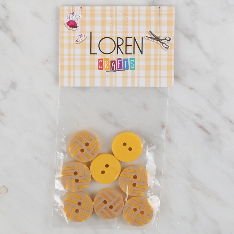 Loren Crafts 8 Pack Round Button, Yellow – 307