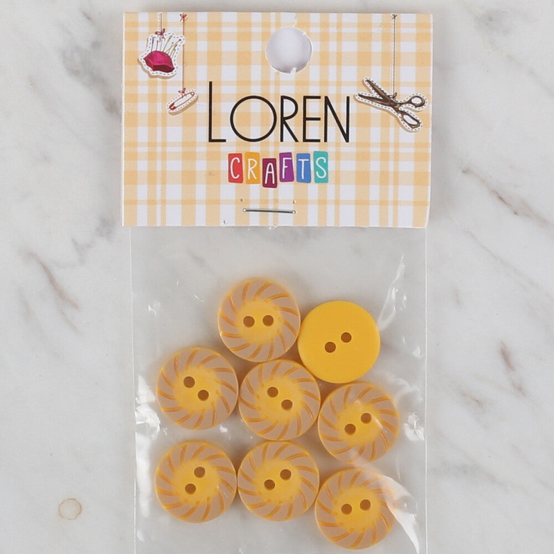 Loren Crafts 8 Pack Round Button, Yellow – 355