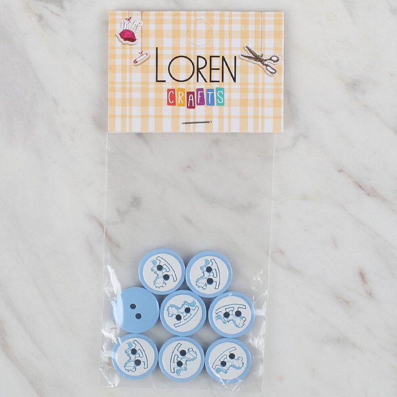 Loren Crafts 8 Pack Shephard Button, Blue – 499
