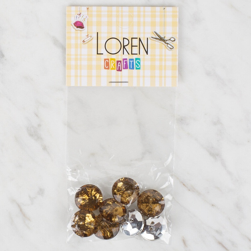 Loren Crafts 8 Pack Shiny Button, Bronze – 225