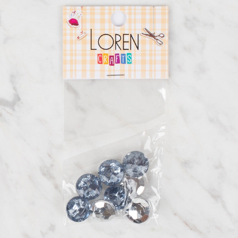 Loren Crafts 8 Pack Shiny Button, Dark Grey – 214