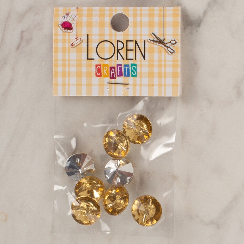 Loren Crafts 8 Pack Shiny Button, Gold – 207