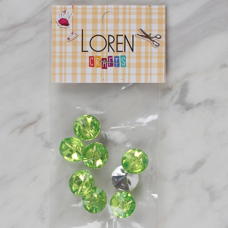 Loren Crafts 8 Pack Shiny Button, Green – 211