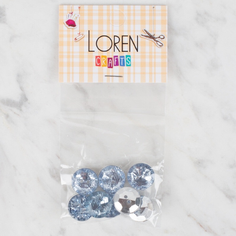 Loren Crafts 8 Pack Shiny Button, Grey – 216