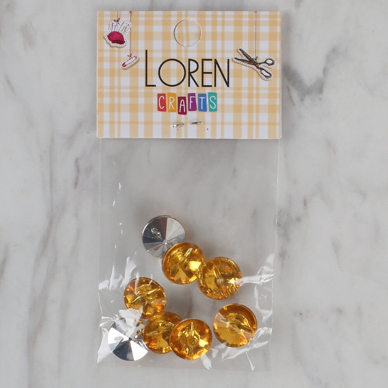 Loren Crafts 8 Pack Shiny Button, Ocher – 206