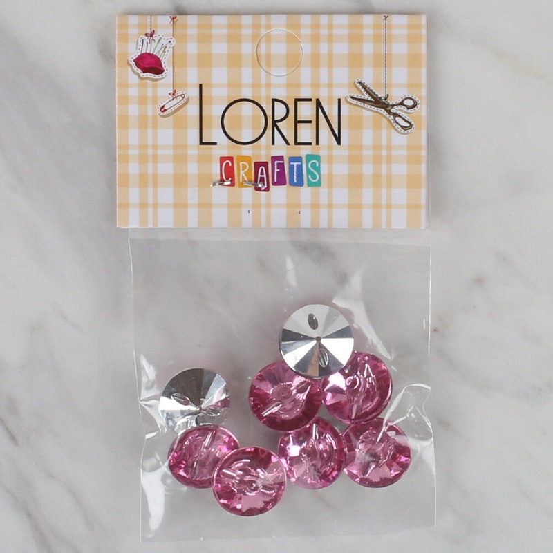 Loren Crafts 8 Pack Shiny Button, Pink – 202
