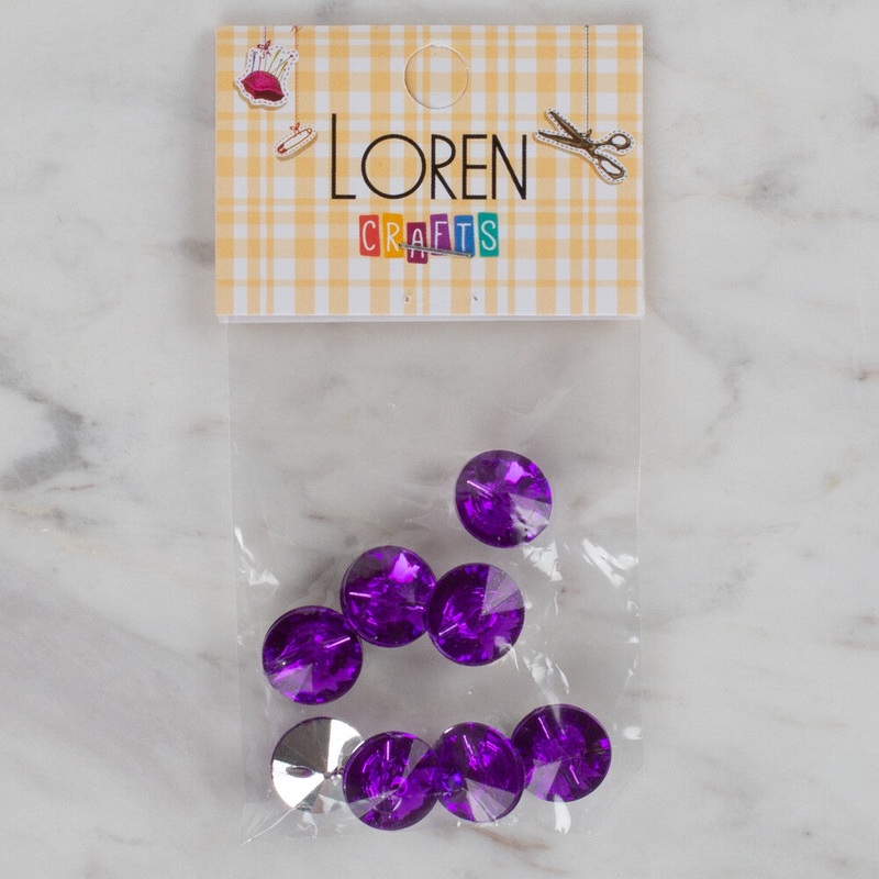 Loren Crafts 8 Pack Shiny Button, Purple – 200