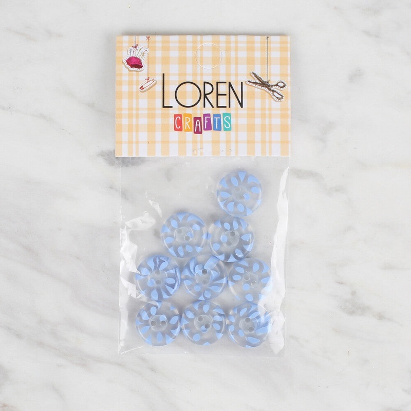Loren Crafts 8 Pack Transparent Button, Blue – 29
