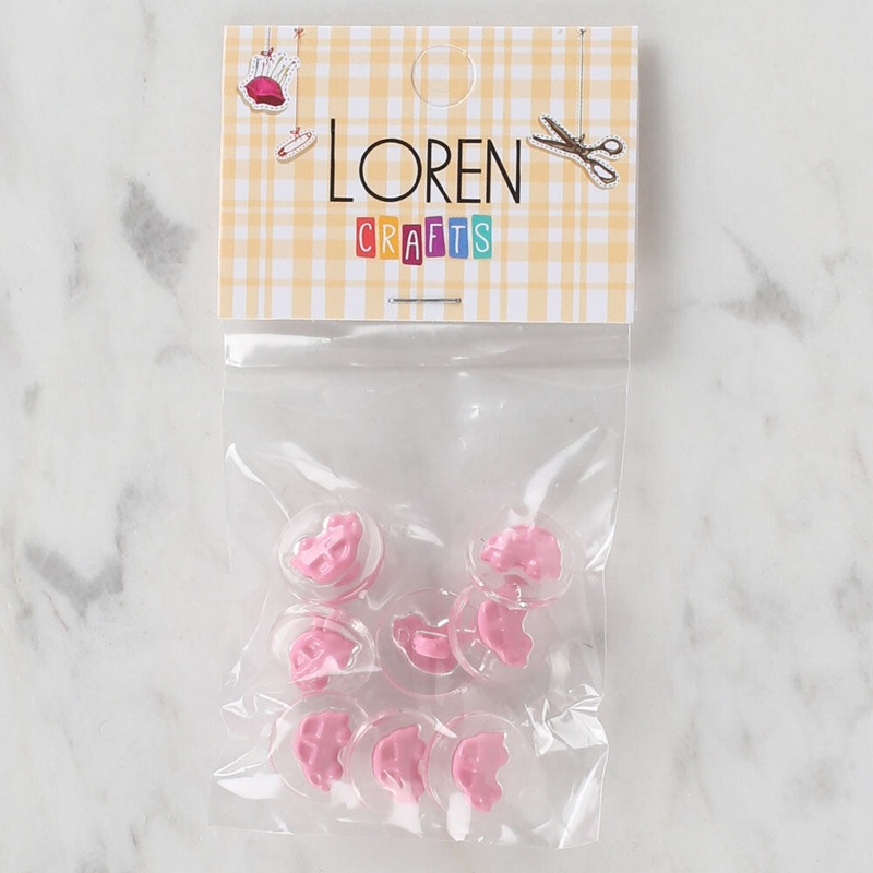 Loren Crafts 8 Pack Transparent  car Button, Pink- 249