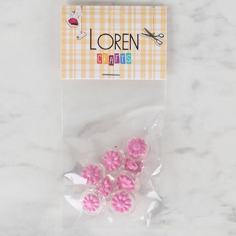 Loren Crafts 8 Pack Transparent Daisy Button, Pink – 254