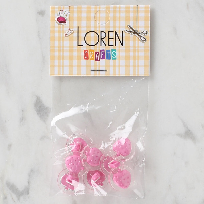 Loren Crafts 8 Pack Transparent Strawberry Button, Pink – 251