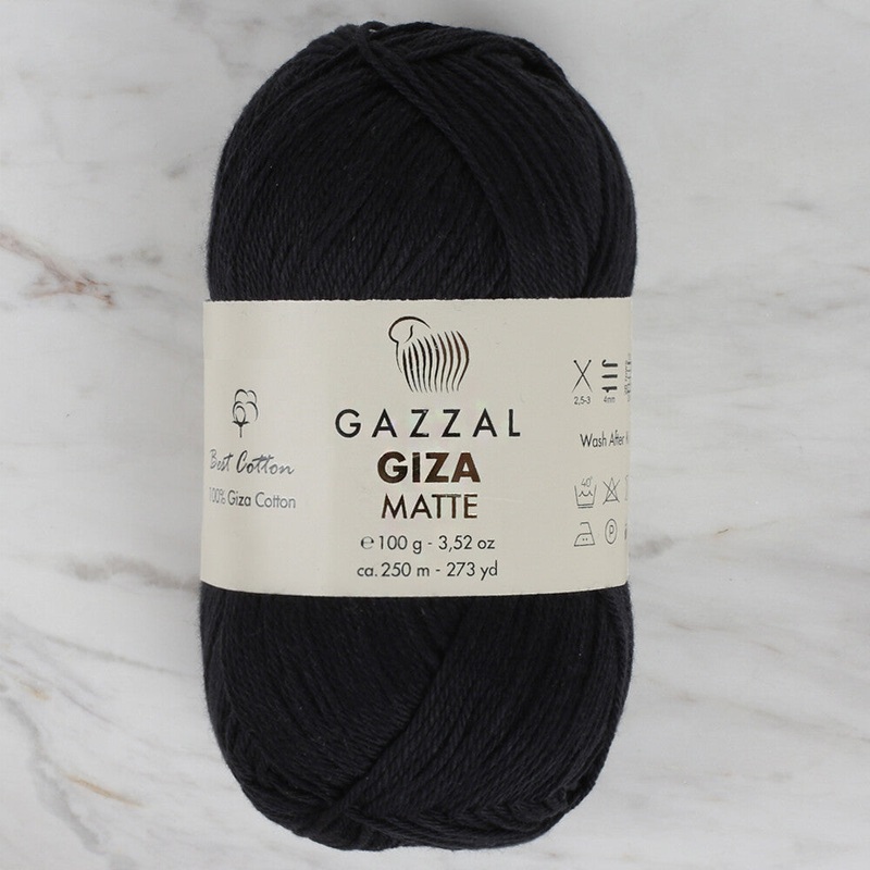 Gazzal Giza Matte Yarn, Black – 5557