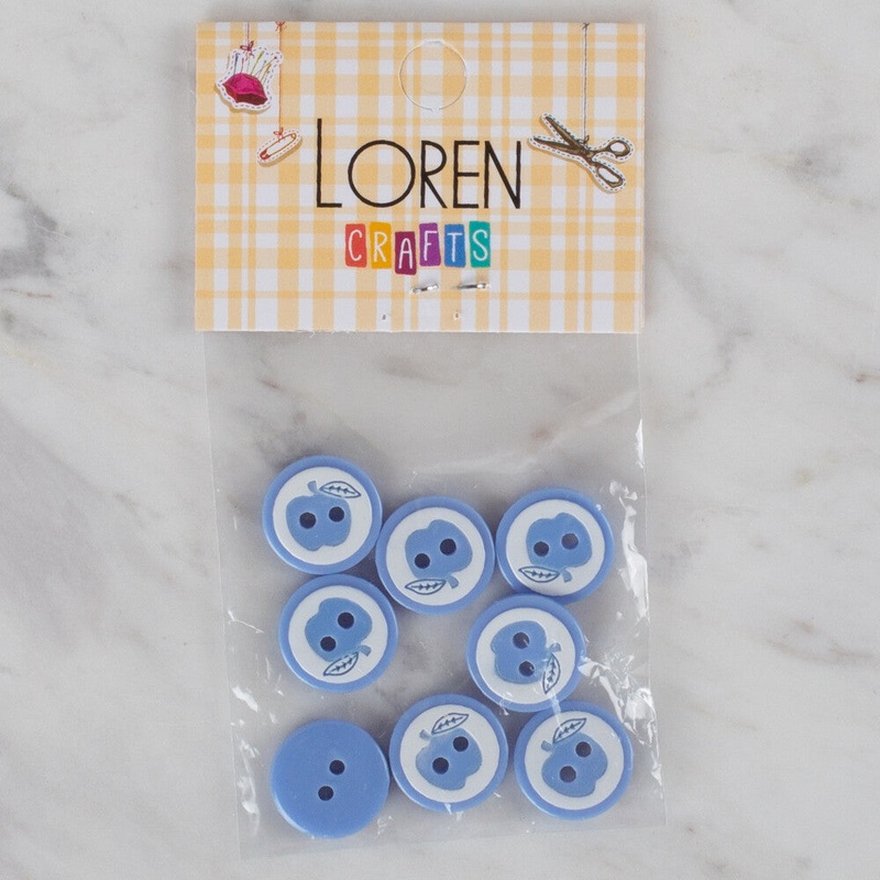 Loren Crafts 8 Pack Apple Button, Blue – 463