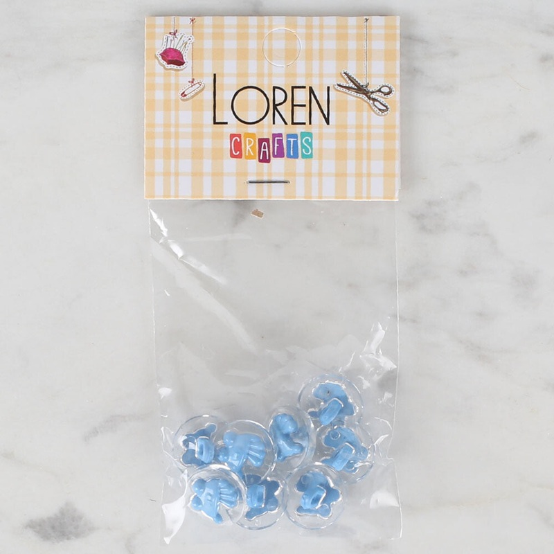 Loren Crafts 8 Pack Baby Stroller Button, Transparent Blue  – 262