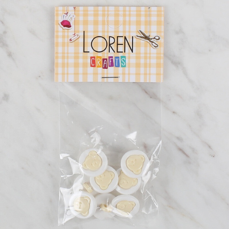 Loren Crafts 8 Pack Bear Patterned Round Button – 619