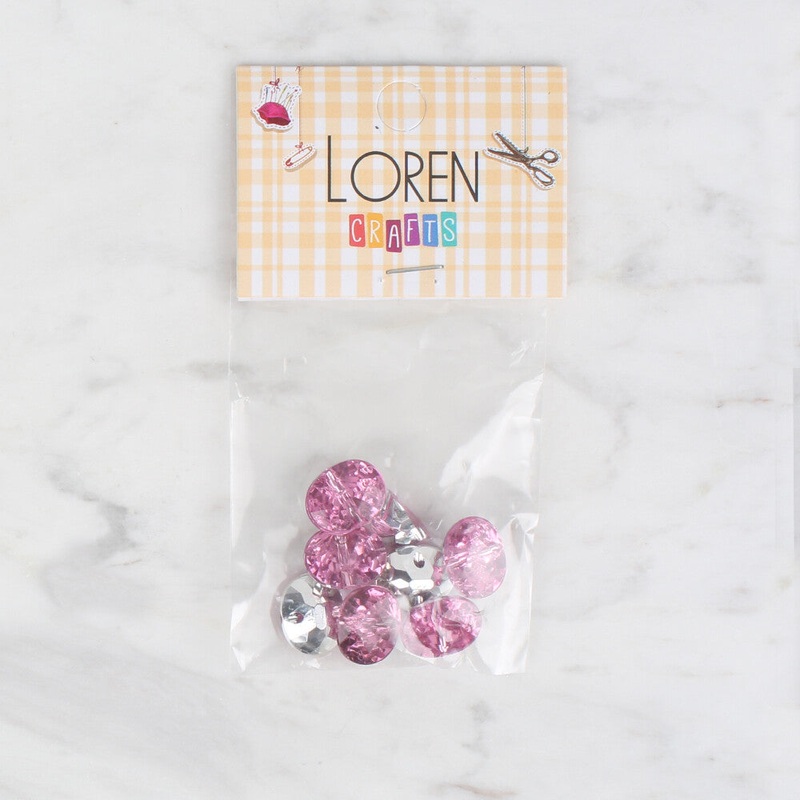 Loren Crafts 8 Pack Button, Pink – 238