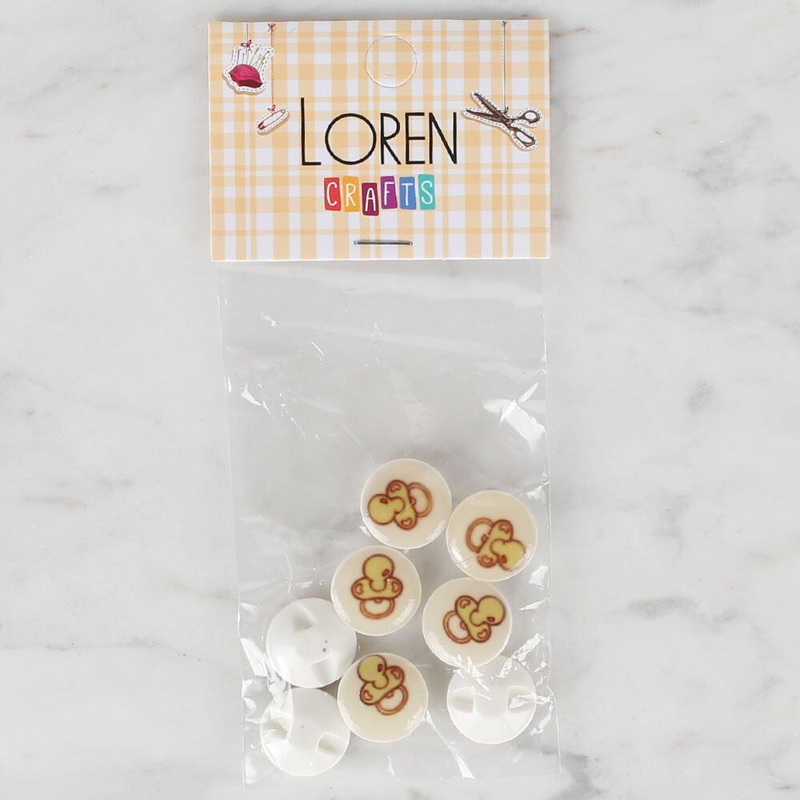 Loren Crafts 8 Pack Pacifier Button, Cream – 674