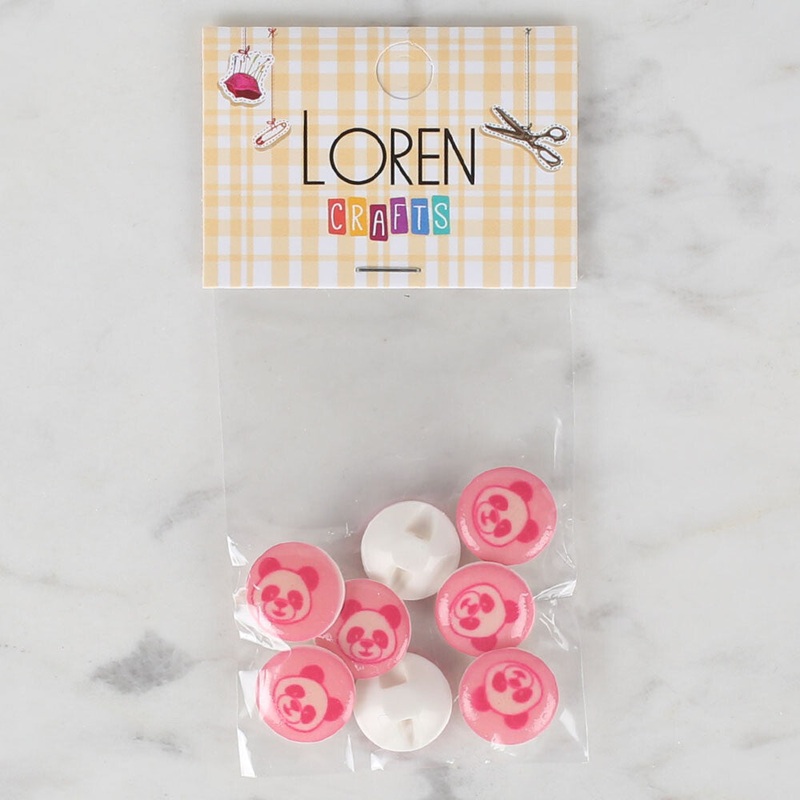 Loren Crafts 8 Pack Panda Button, Pink – 708