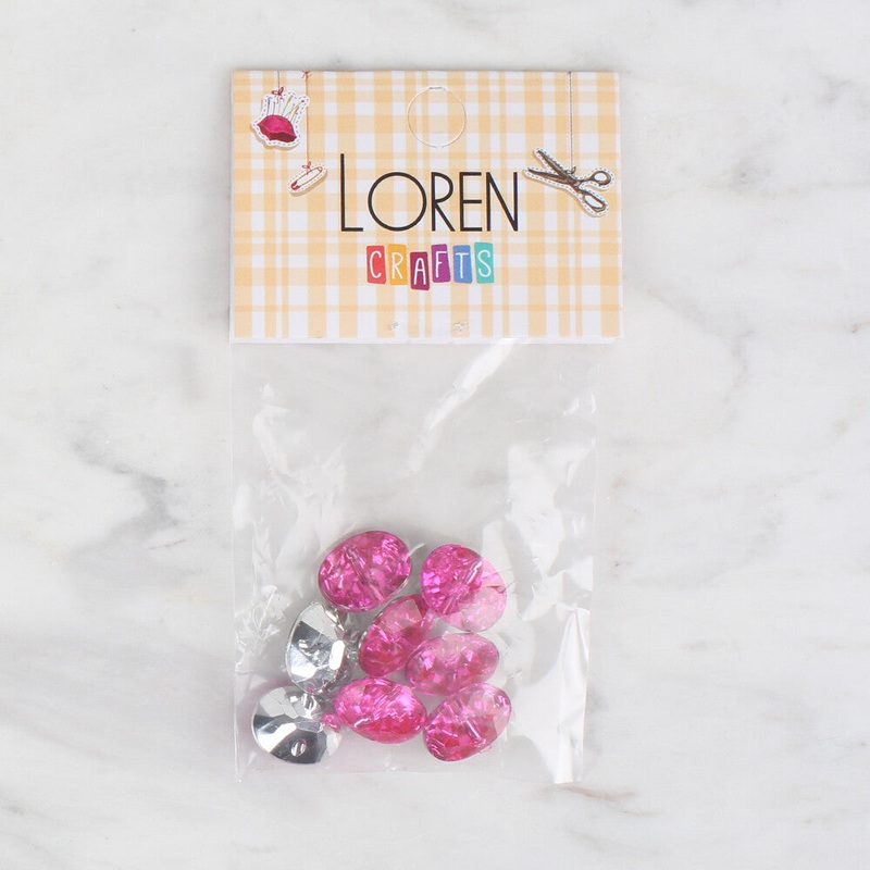 Loren Crafts 8 Pack Round Button, Fuchsia – 239