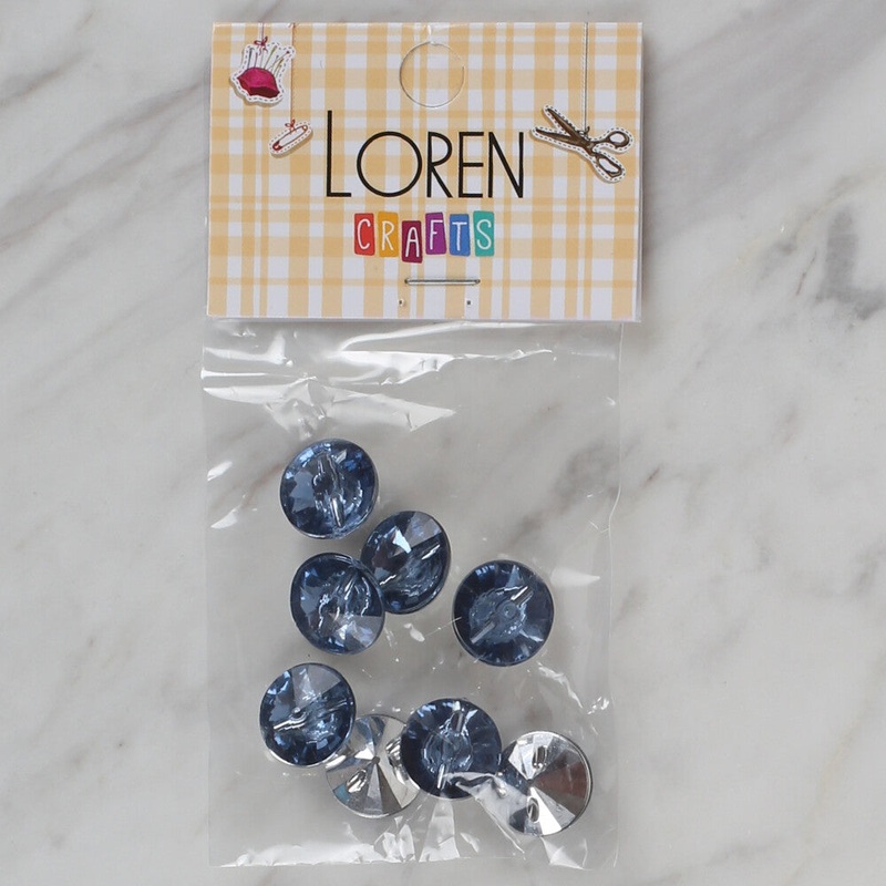 Loren Crafts 8 Pack Shiny Button, Blue – 196