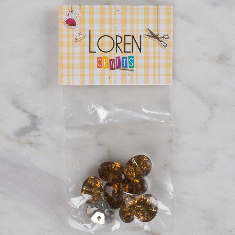 Loren Crafts 8 Pack Shiny Button, Brown – 243