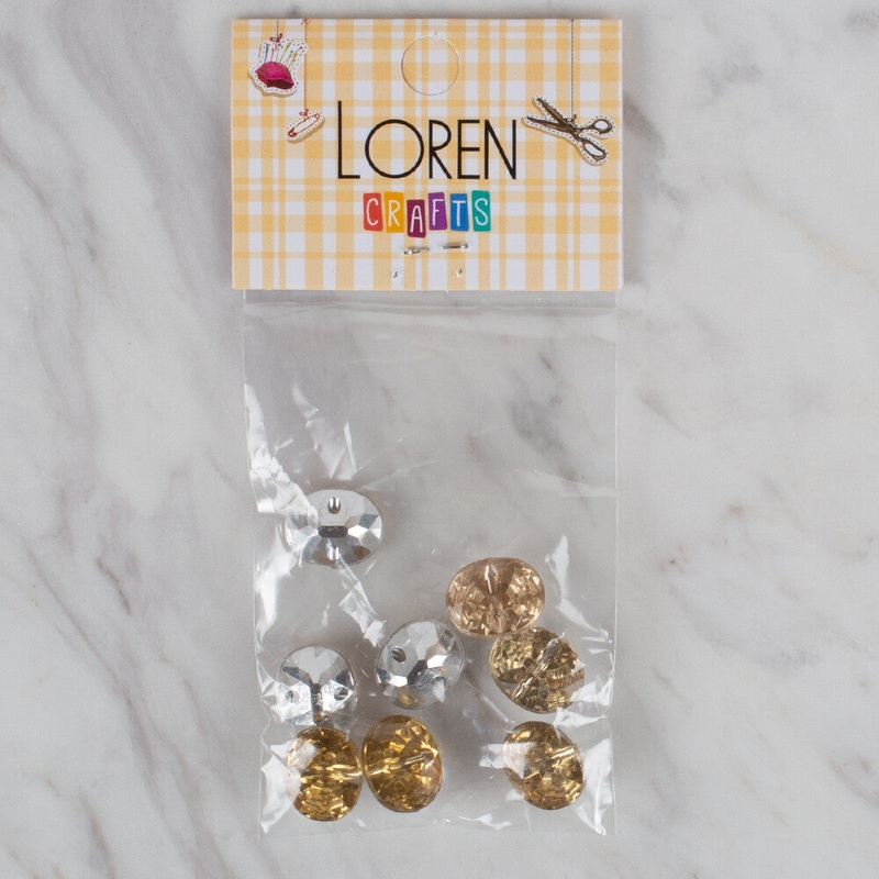 Loren Crafts 8 Pack Shiny Button, Gold – 244