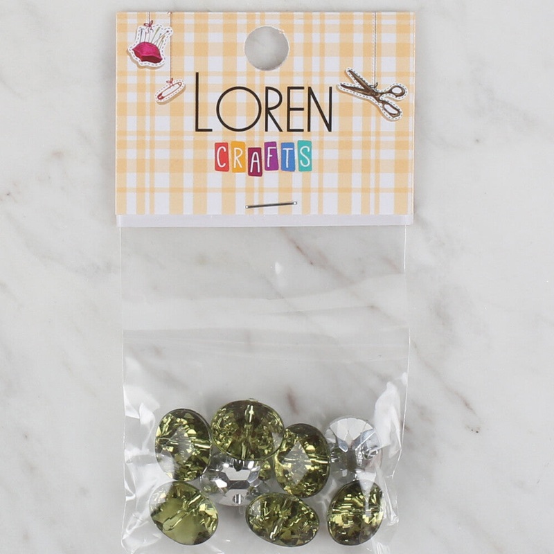 Loren Crafts 8 Pack Shiny Button, Green – 246