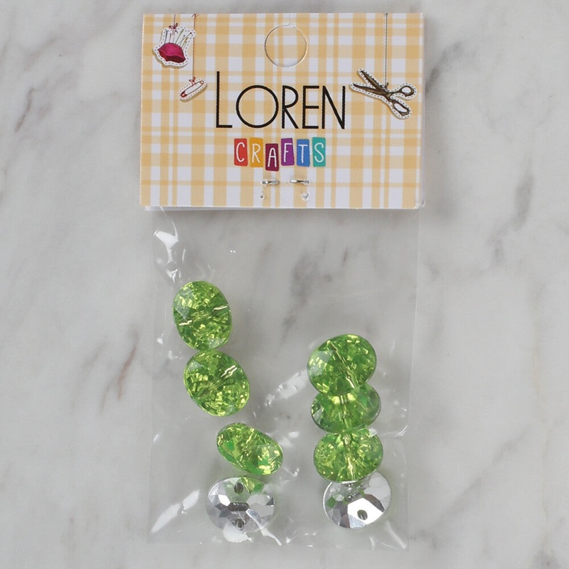 Loren Crafts 8 Pack Shiny Button, Green – 247