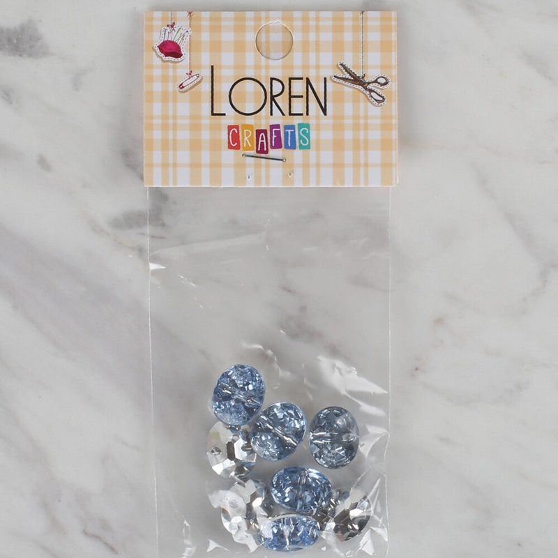 Loren Crafts 8 Pack Shiny Button, Light Blue – 233