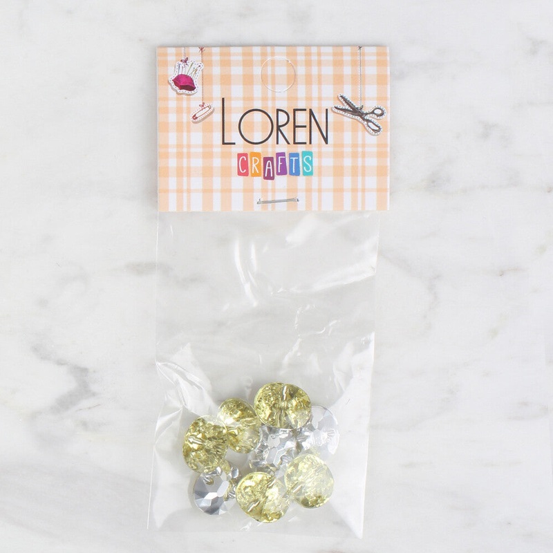 Loren Crafts 8 Pack Shiny Button, Light Green – 245