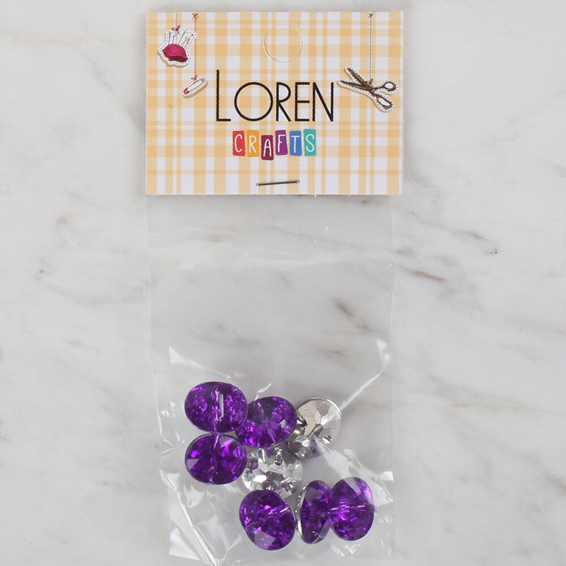 Loren Crafts 8 Pack Shiny Button,  Purple – 236