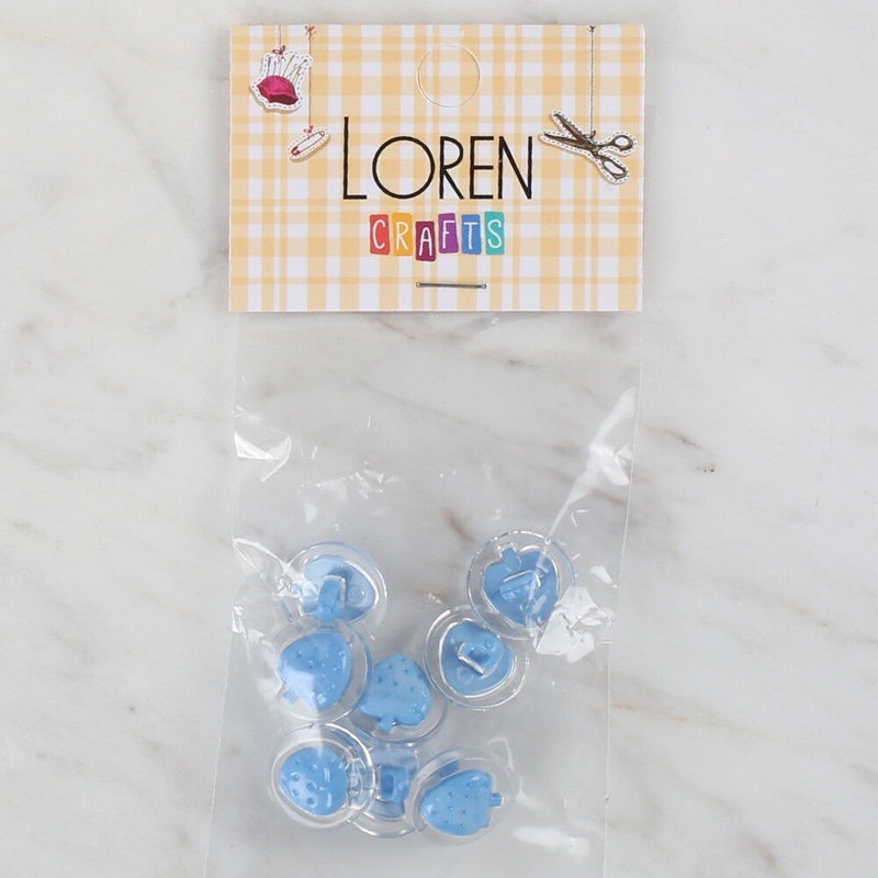 Loren Crafts 8 Pack  Strawberry Button, Transparent Blue – 264
