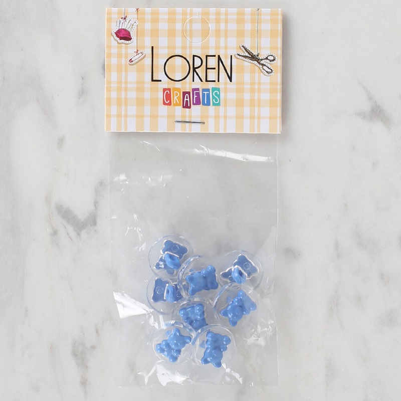 Loren Crafts 8 Pack Teddy Button, Transparent Blue – 271