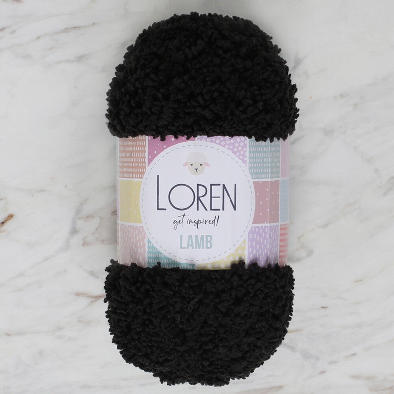 Loren Lamb Baby Yarn, Black – R004
