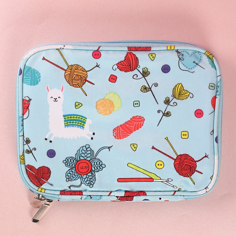 Loren Patterned Knitting Tote Small Organizer Bag, Blue – CK162