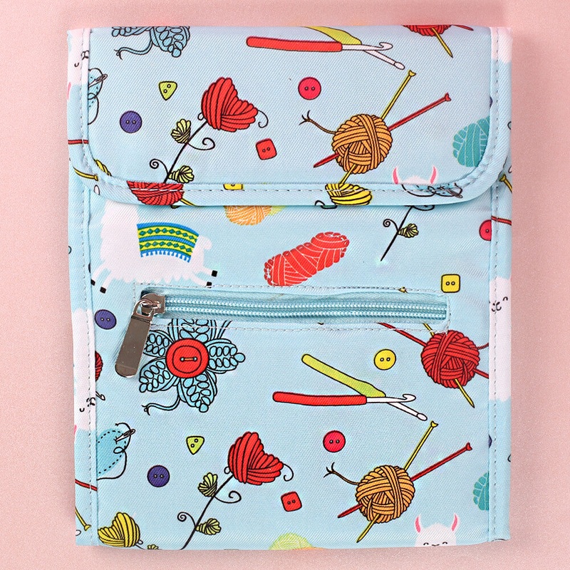 Loren Patterned Knitting Tote Small Organizer Bag, Blue – EB031