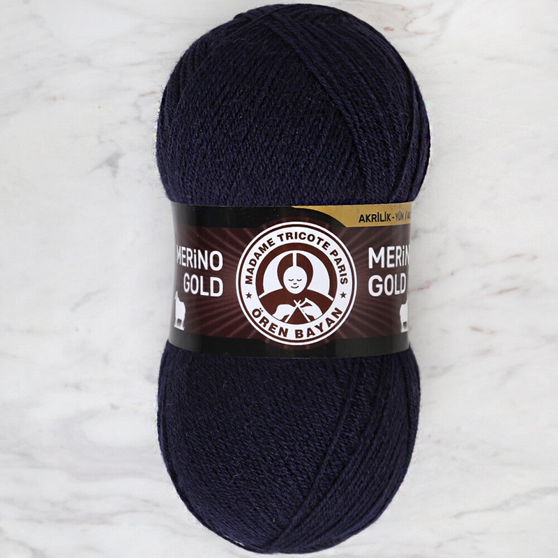 Madame Tricote Paris Merino Gold Knitting Yarn, Navy Blue – 019