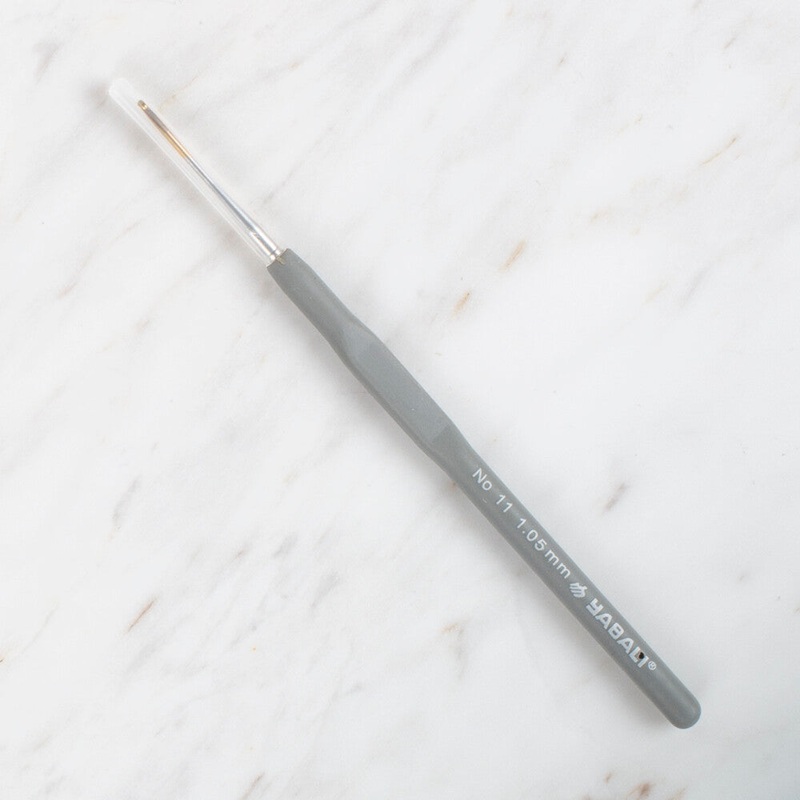 Yabal Golden Tip Elastic Handle No. 11 1.05mm Crochet Hook, Grey