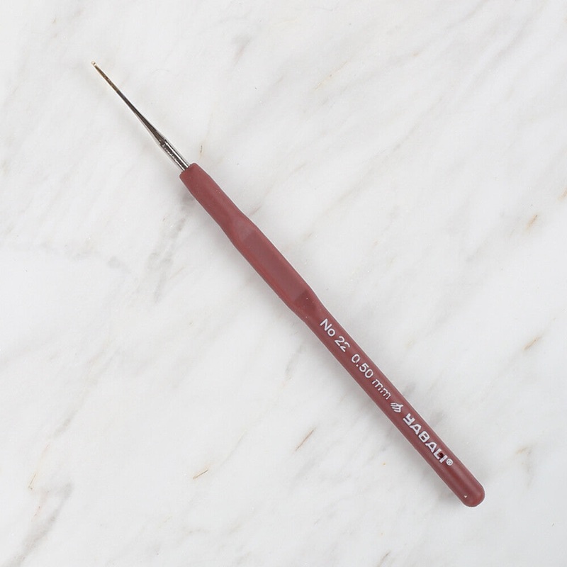 Yabal Golden Tip Elastic Handle No. 22 0.50mm Crochet Hook, Claret