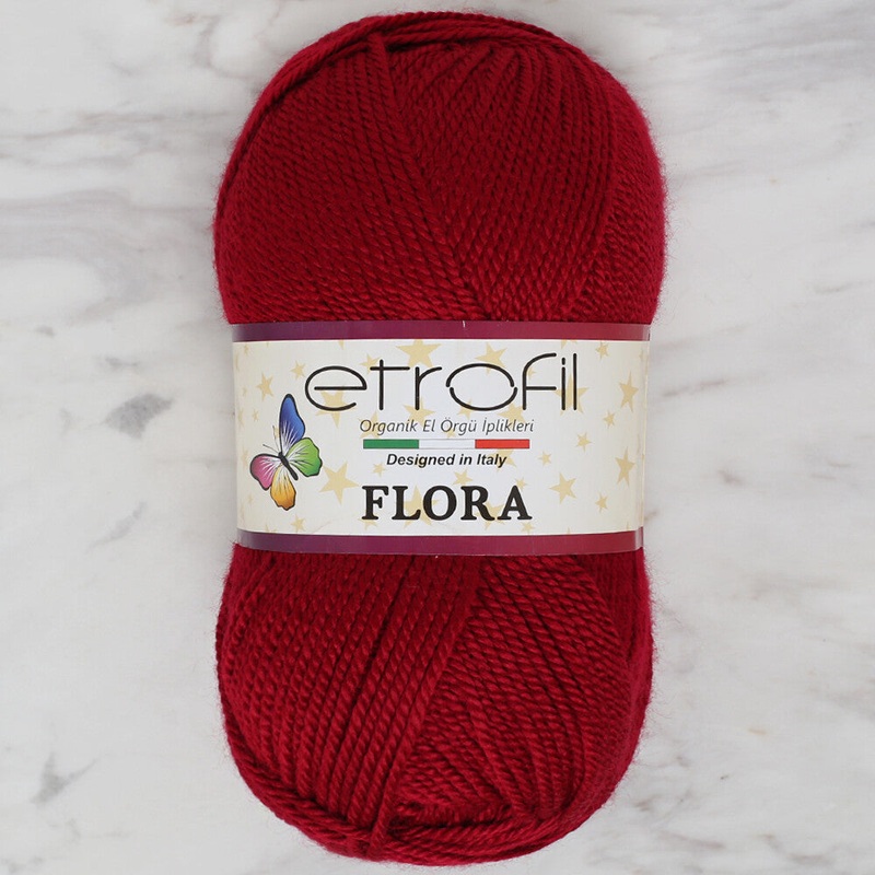 Etrofil Flora Knitting Yarn, Dark Red – 73034