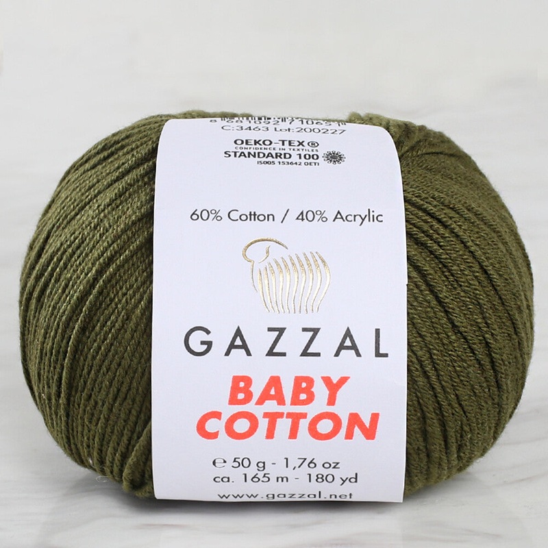Gazzal Baby Cotton Knitting Yarn, Navy Green – 3463
