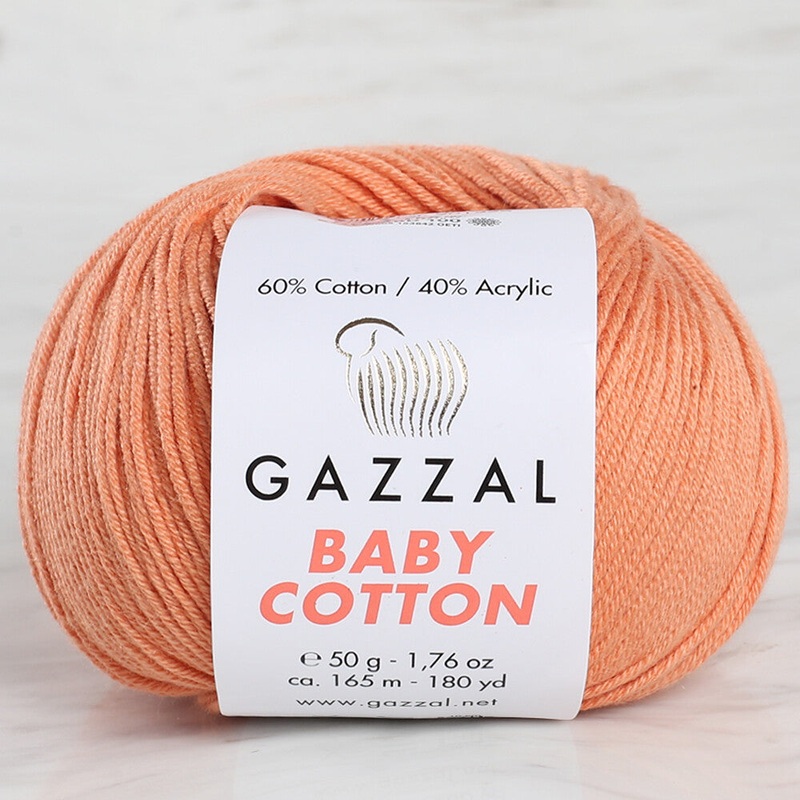 Gazzal Baby Cotton Knitting Yarn, Orange – 3465