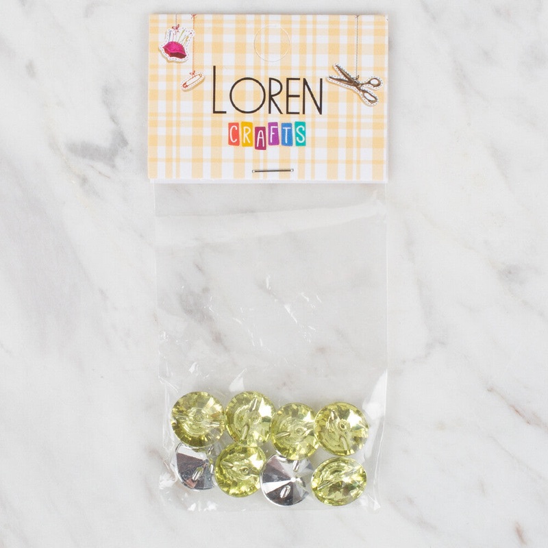 Loren Crafts 8 Pack Button, Green – 0210