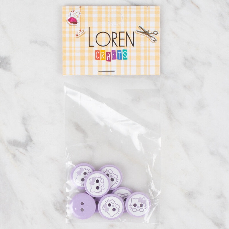 Loren Crafts 8 Pack Button, Lilac – 0585