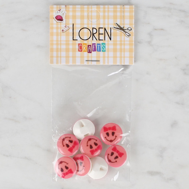 Loren Crafts 8 Pack Button, Pink – 0715
